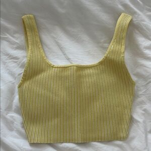 Aritzia Babaton Yellow Striped Ribbed Women's Top NWOT